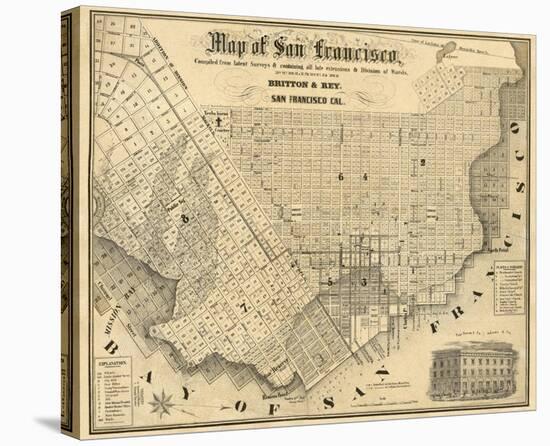 Map of San Francisco, c.1852-Britton & Rey-Stretched Canvas