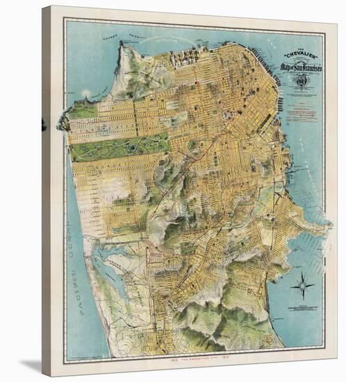 Map of San Francisco, California, 1912-August Chevalier-Stretched Canvas