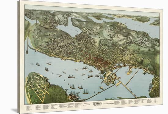 Map of Seattle, Washington, 1891-A^ Koch-Stretched Canvas