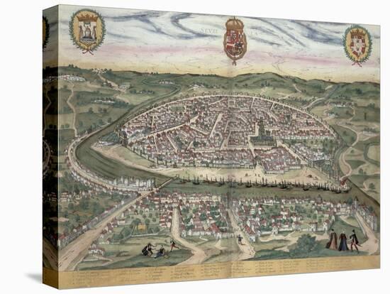 Map of Seville, from Civitates Orbis Terrarum by Georg Braun-Joris Hoefnagel-Premier Image Canvas