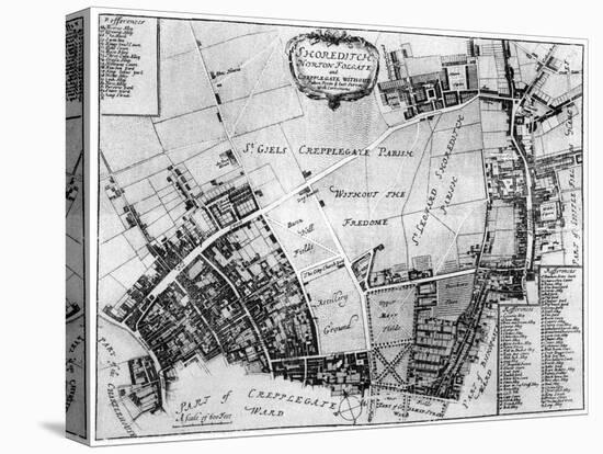 Map of Shoreditch, Norton Folgate and Cripplegate-null-Premier Image Canvas