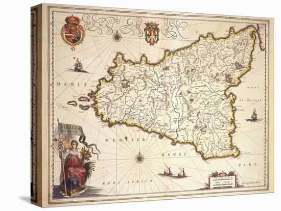 Map of Sicily Region, by Joan Blaeu-null-Premier Image Canvas