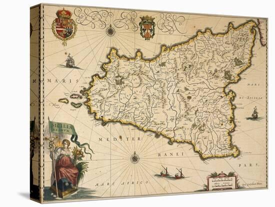 Map of Sicily-Willem Janszoon Blaeu-Premier Image Canvas