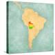 Map Of South America - Bolivia (Vintage Series)-Tindo-Stretched Canvas