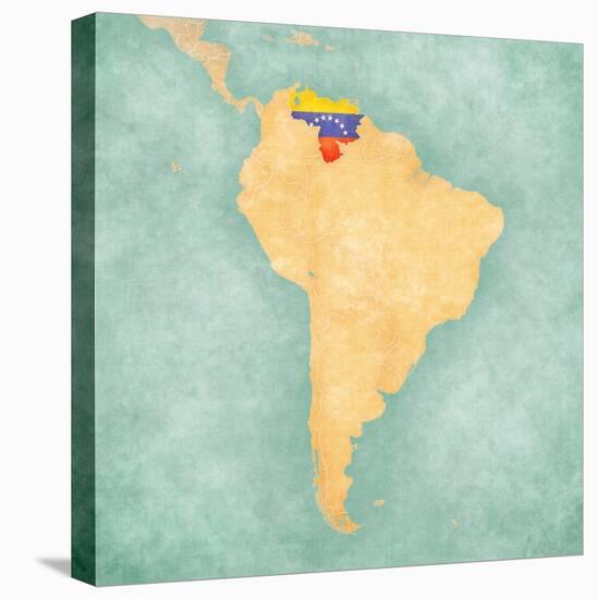 Map Of South America - Venezuela (Vintage Series)-Tindo-Stretched Canvas