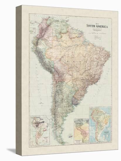 Map of South America-The Vintage Collection-Stretched Canvas