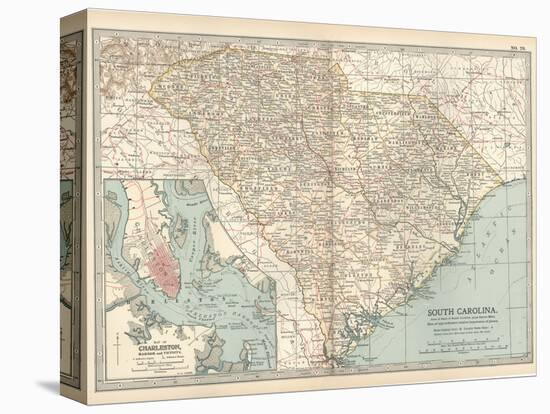 Map of South Carolina. United States. Inset Map of Charleston, Harbor and Vicinity-Encyclopaedia Britannica-Stretched Canvas