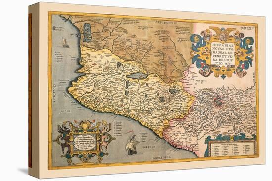 Map of South Western America and Mexico-Abraham Ortelius-Stretched Canvas