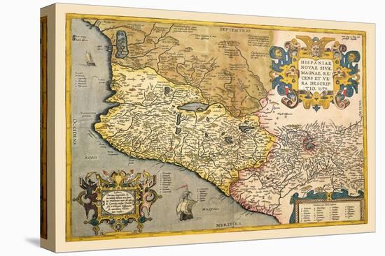 Map of South Western America and Mexico-Abraham Ortelius-Stretched Canvas