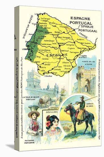 Map of Spain and Portugal-null-Stretched Canvas