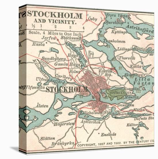 Map of Stockholm (C. 1900), Maps-Encyclopaedia Britannica-Stretched Canvas