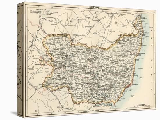 Map of Suffolk, England, 1870s-null-Premier Image Canvas