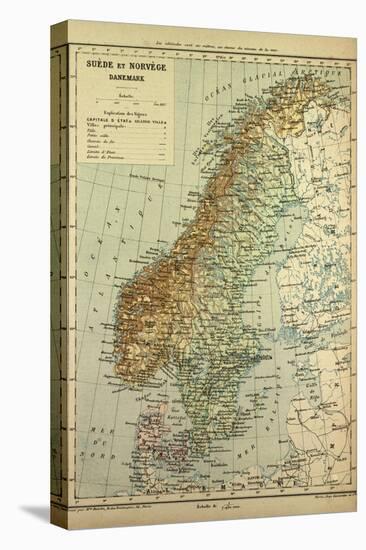Map of Sweden Denmark and Norway-null-Premier Image Canvas
