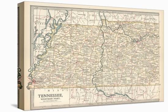 Map of Tennessee, Western Part. United States. Inset Map of Chattanooga-Encyclopaedia Britannica-Stretched Canvas