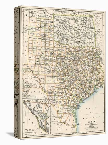 Map of Texas and Indian Territory (Now Oklahoma), 1870s-null-Premier Image Canvas