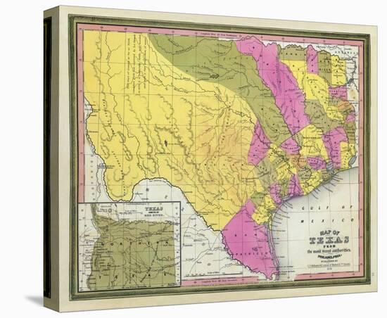 Map of Texas, c.1846-Samuel Augustus Mitchell-Stretched Canvas