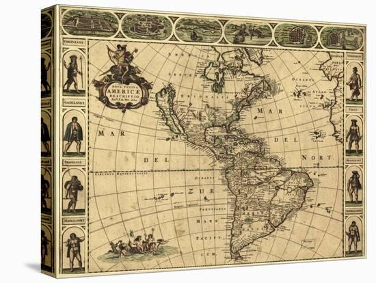 Map of the Americas, 1660-Science Source-Premier Image Canvas