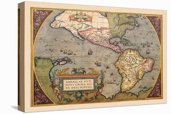 Map of the Americas-Abraham Ortelius-Stretched Canvas