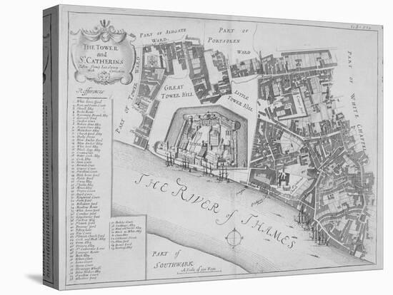 Map of the Area around the Tower of London and St Katharine by the Tower, Stepney, London, 1720-null-Premier Image Canvas