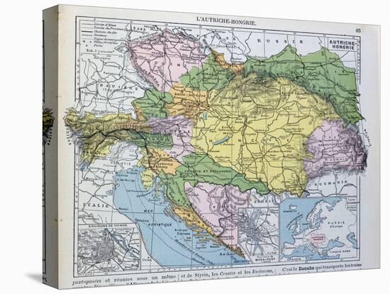 Map of the Austro-Hungarian Empire, Illustration from a French geography School Textbook, 1905-null-Premier Image Canvas