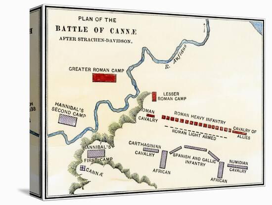 Map of the Battle of Cannae, in Which Hannibal Defeated the Romans During the Second Punic War-null-Premier Image Canvas