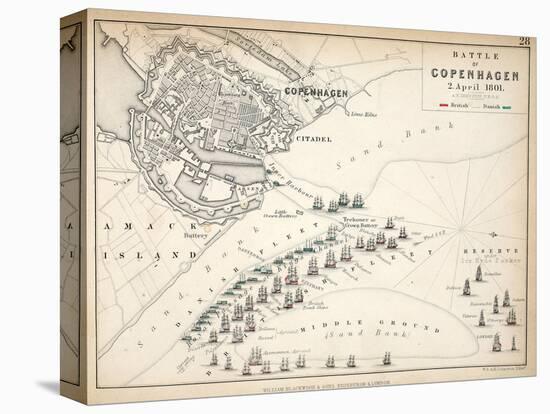 Map of the Battle of Copenhagen, Published by William Blackwood and Sons, Edinburgh and London,…-Alexander Keith Johnston-Premier Image Canvas