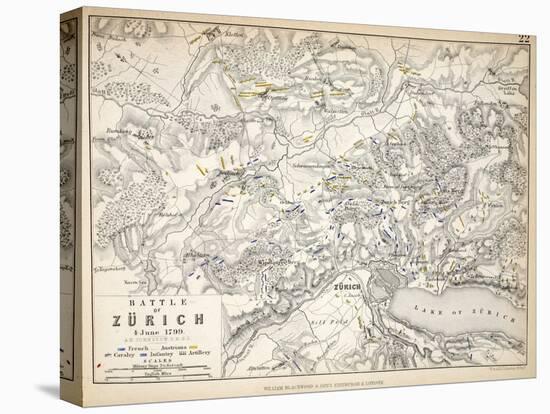 Map of the Battle of Zurich, Published by William Blackwood and Sons, Edinburgh and London, 1848-Alexander Keith Johnston-Premier Image Canvas