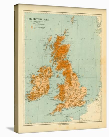 Map of the British Isles-The Vintage Collection-Stretched Canvas