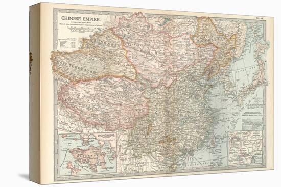 Map of the Chinese Empire (China). Insets of Hong Kong (British), and Peking (Beijing)-Encyclopaedia Britannica-Stretched Canvas