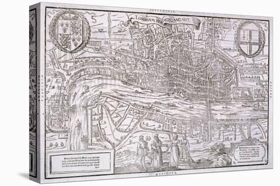 Map of the City of London and City of Westminster with Four Figures in the Foreground, C1572-Franz Hogenberg-Premier Image Canvas