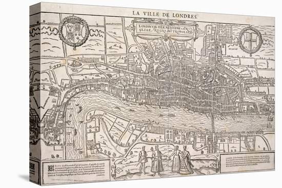 Map of the City of London and City of Westminster with Four Figures in the Foreground, C1572-Franz Hogenberg-Premier Image Canvas