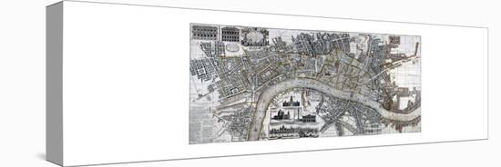 Map of the City of London, City of Westminster, River Thames, Lambeth and Southwark, 1736-Anon-Stretched Canvas