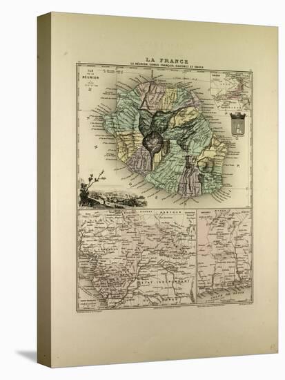 Map of the Democratic Republic of the Congo La Réunion Dahomey and Obock 1896-null-Premier Image Canvas