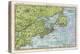 Map of the East Coast of North America from New York to Newfoundland-null-Stretched Canvas