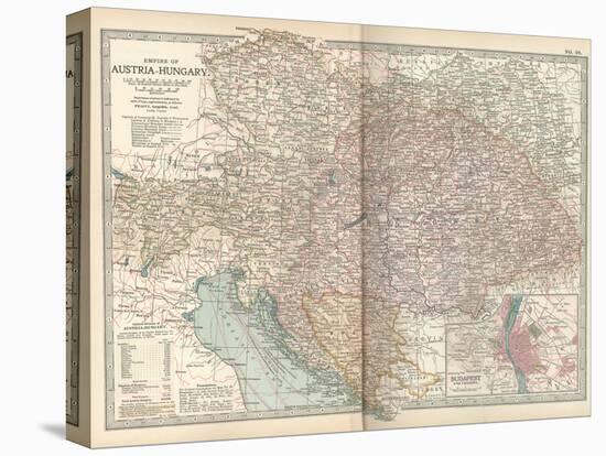 Map of the Empire of Austria-Hungary. Inset of Budapest and Vicinity-Encyclopaedia Britannica-Stretched Canvas