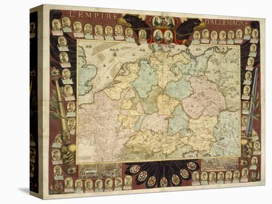 Map of the German Empire with Portraits of the Holy Roman Emperors, Published by Louis-Charles…-Nicolas De Fer-Premier Image Canvas