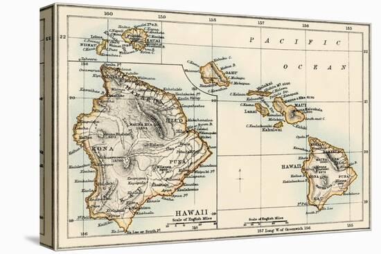 Map of the Hawaiian Islands, 1870s-null-Premier Image Canvas