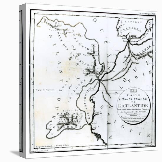 Map of the Island of Atlantis, Bory of St-Vincent and Engraved by E. Collin-null-Premier Image Canvas