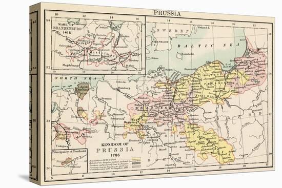 Map of the Kingdom of Prussia in 1786, and Brandenburg in 1415-null-Premier Image Canvas
