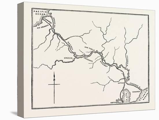 Map of the Panama Railroad, Panama, 1870s-null-Premier Image Canvas