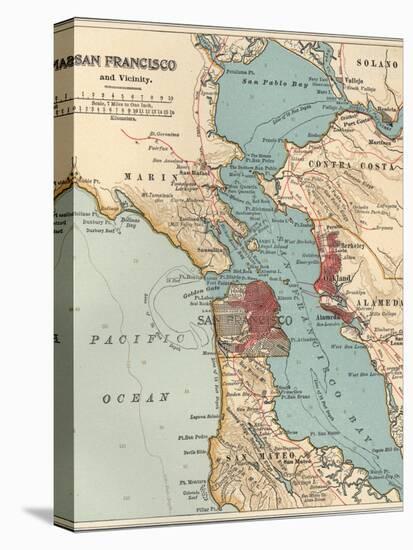 Map of the San Francisco Bay Area (C. 1900), Maps-Encyclopaedia Britannica-Stretched Canvas
