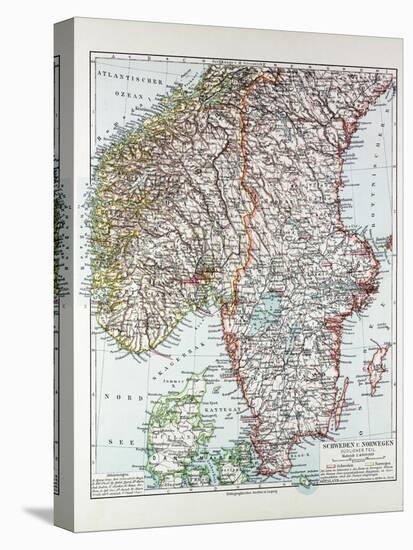 Map of the Southern Part of Norway and Sweden 1899-null-Premier Image Canvas