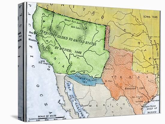 Map of the Territory Ceded by Mexico to the U.S. after the Mexican-American War, c.1848-1853-null-Premier Image Canvas