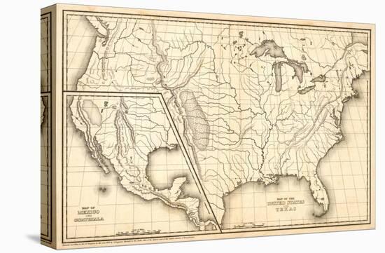 Map of the United States and Texas, Mexico and Guatimala, c.1839-Samuel Augustus Mitchell-Stretched Canvas