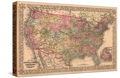 'Map of the United States, c.1867' Stretched Canvas Print  Art.com