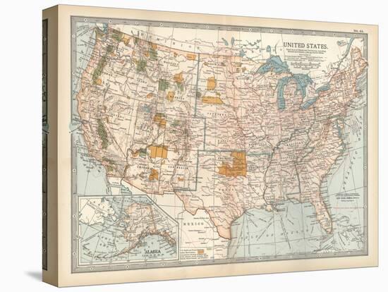 Map of the United States. Inset of Alaska-Encyclopaedia Britannica-Stretched Canvas
