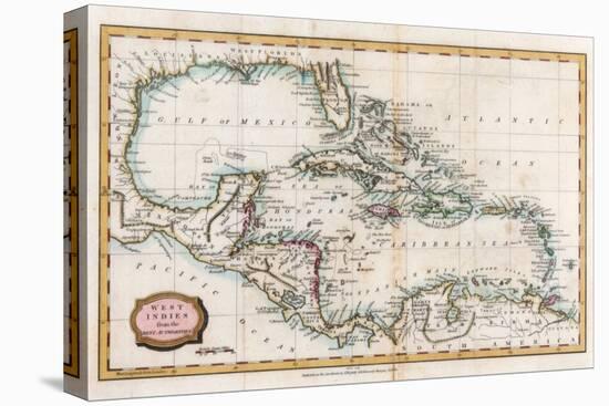 Map of the West Indies, 18th Century-Barlow-Premier Image Canvas