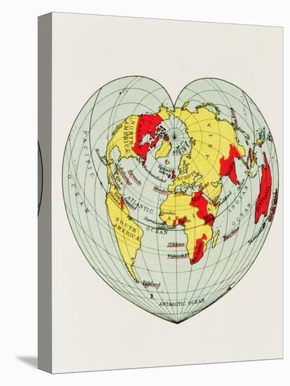 Map of the World Distorted into the Shape of a Heart-null-Premier Image Canvas