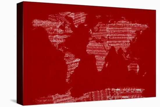 Map of the World from Old Sheet Music-Michael Tompsett-Stretched Canvas