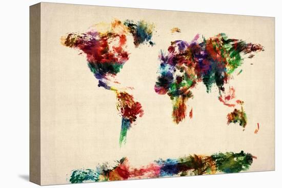 Map of the World Map Abstract Painting-Michael Tompsett-Stretched Canvas